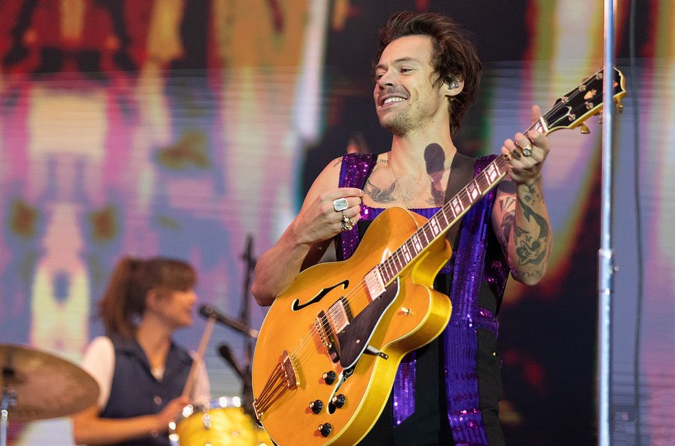 Harry Styles performs on stage at Radio 1's Big Weekend 2022 at the War Memorial Park on May 29, 2022 in Coventry, England.