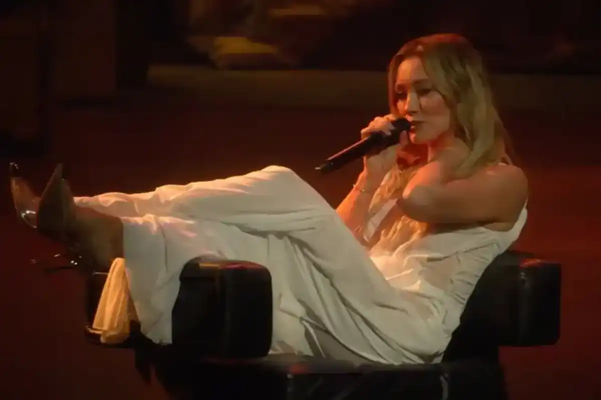 Hilary Duff performs "Roommates" on "The Tonight Show" on March 9, 2026.