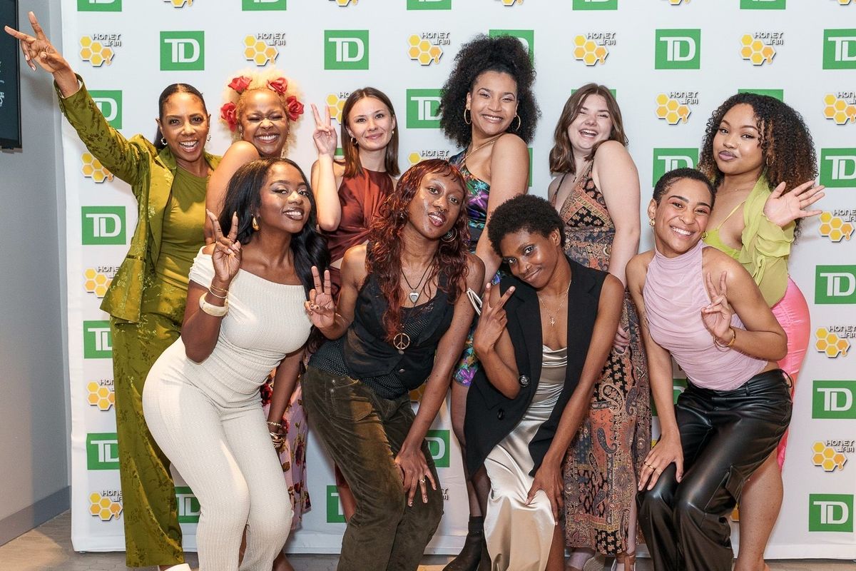 Honey Jam founder Ebonnie Rowe (far left) with artists from the 2024 cohort.