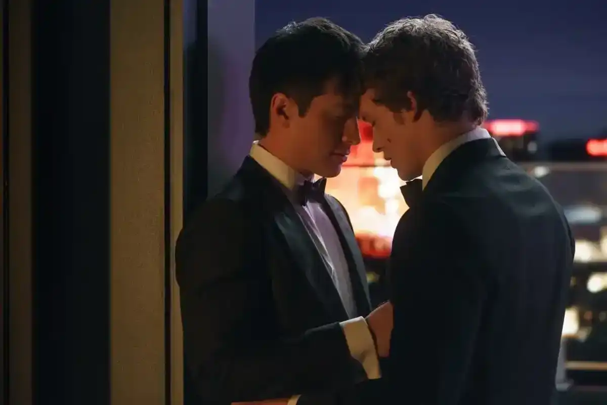 Hudson Williams and Connor Storrie in 'Heated Rivalry'