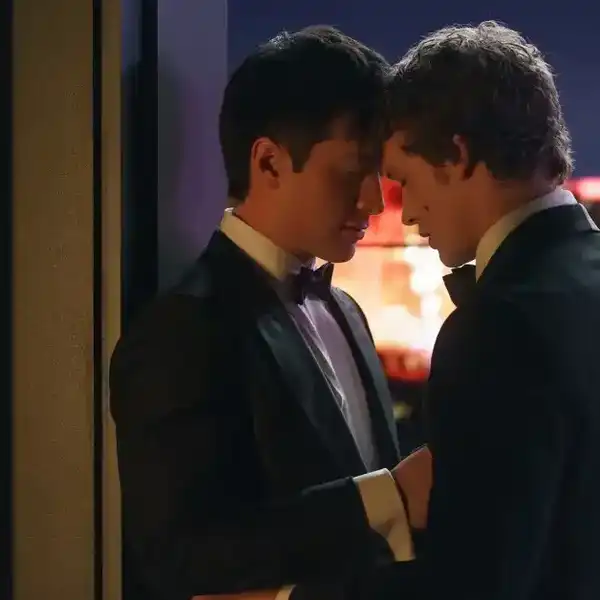 Hudson Williams and Connor Storrie in 'Heated Rivalry'