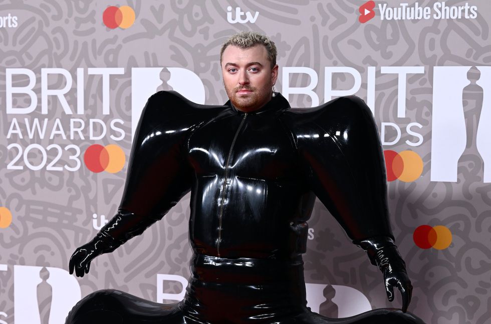Sam Smith Turns Heads With Inflatable Latex Outfit on 2023 Brit Awards Red Carpet