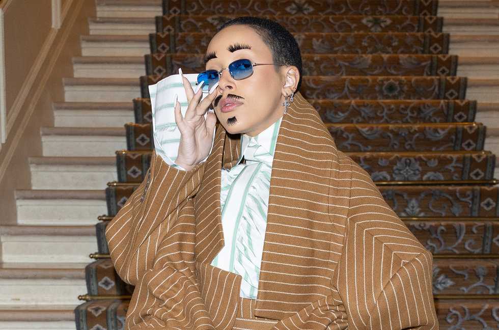 Doja Cat Wears a Goatee Made of Fake Eyelashes at Paris Fashion Week