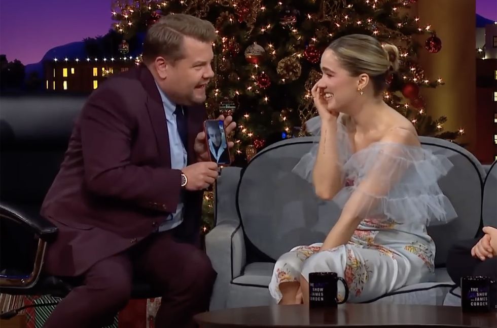Nick Jonas Surprises Haley Lu Richardson on ‘Corden’: ‘Is This a Pre-Recorded Video?’