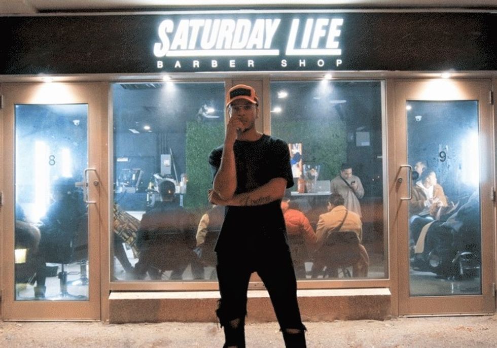 Singer Sage Harris Snips & Clips at Charity Barber Shop