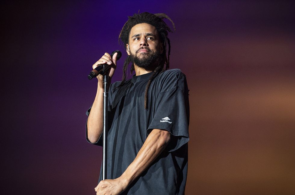 J Cole performs during 2022 Lollapalooza at Grant Park on July 30, 2022 in Chicago.
