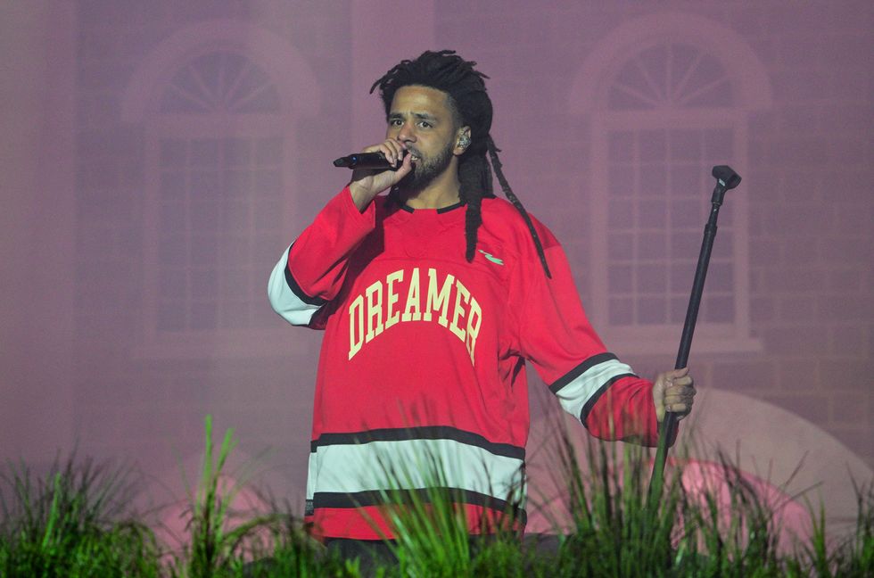 J. Cole performs during 2024 Dreamville Music Festival at Dorothea Dix Park on April 7, 2024 in Raleigh, North Carolina.