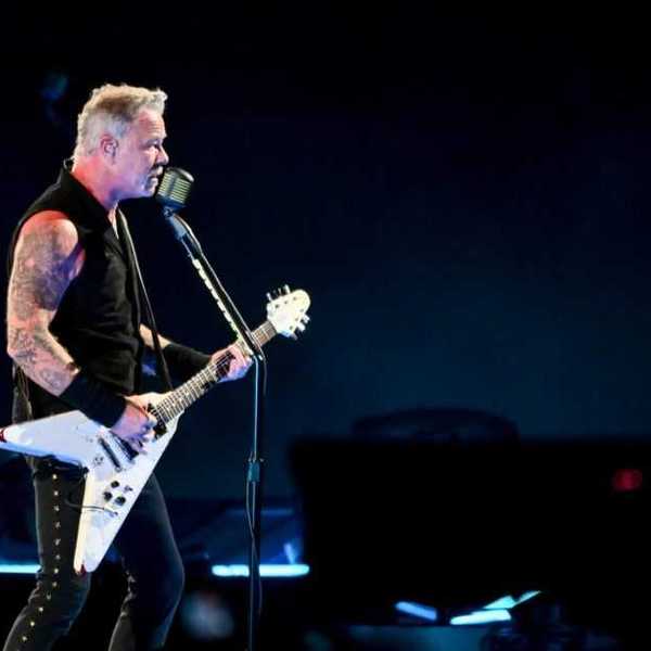 James Hetfield of Metallica performs onstage at the Metallica - M72 World Tour held at SoFi Stadium on August 25, 2023 in Los Angeles, California