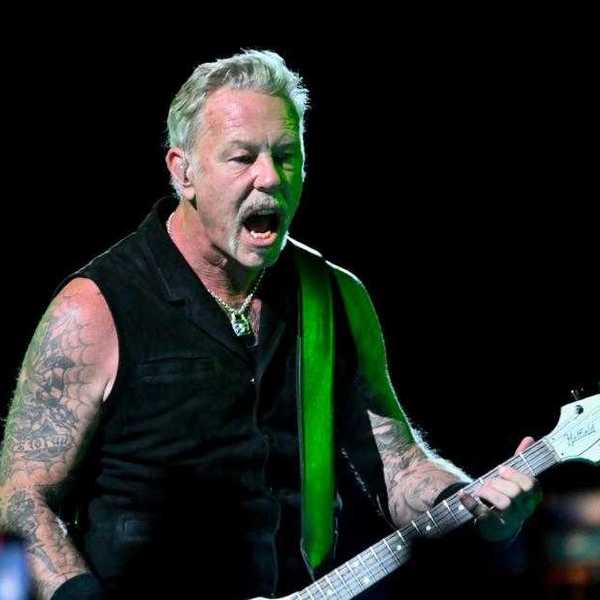 James Hetfield of Metallica performs onstage at the Metallica - M72 World Tour held at SoFi Stadium on August 25, 2023 in Los Angeles, California.