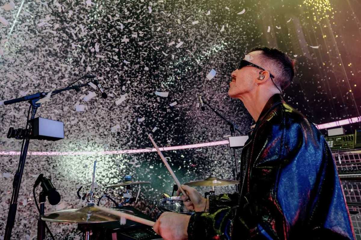 James Hunt of Rufus Du Sol performs at Rogers Centre in Toronto.