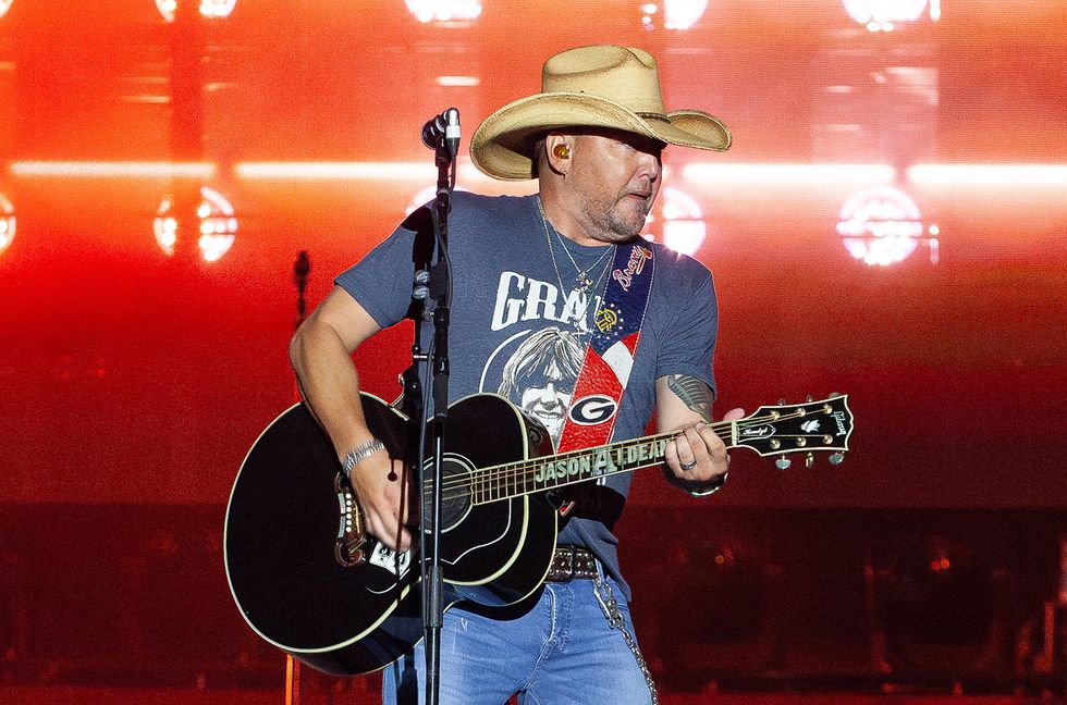 Jason Aldean performs onstage at Country Thunder Wisconsin - Day 3 on July 22, 2023 in Twin Lakes, Wisconsin.