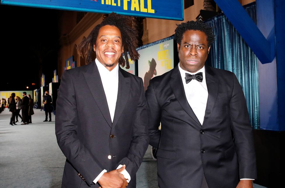 Jay-Z and Jeymes Samuel attend a special screening of “The Harder They Fall” at the Shrine Auditorium and Expo Hall on Oct. 13, 2021 in Los Angeles.