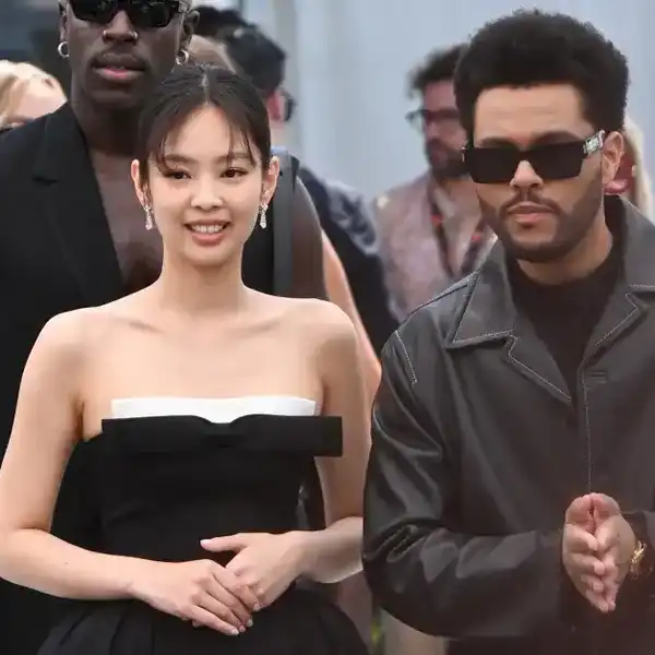 JENNIE and The Weeknd attend "The Idol" photocall at the 76th annual Cannes film festival at Palais des Festivals on May 23, 2023 in Cannes, France.