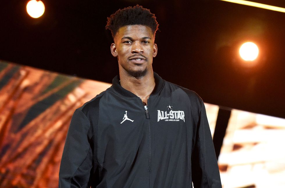 Jimmy Butler enters at the 67th NBA All-Star Game: Team LeBron Vs. Team Stephen at Staples Center on Feb. 18, 2018 in Los Angeles.