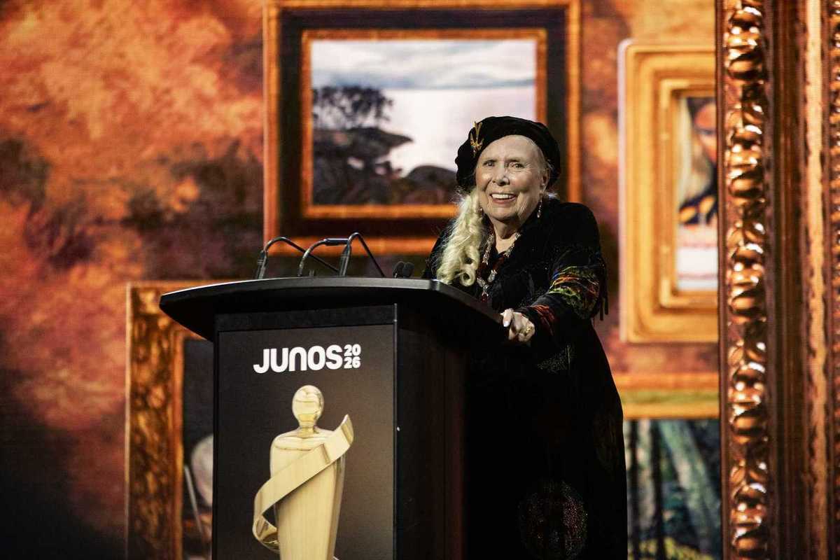 Joni Mitchell at the 2026 Juno Awards in Hamilton, Ontario.
