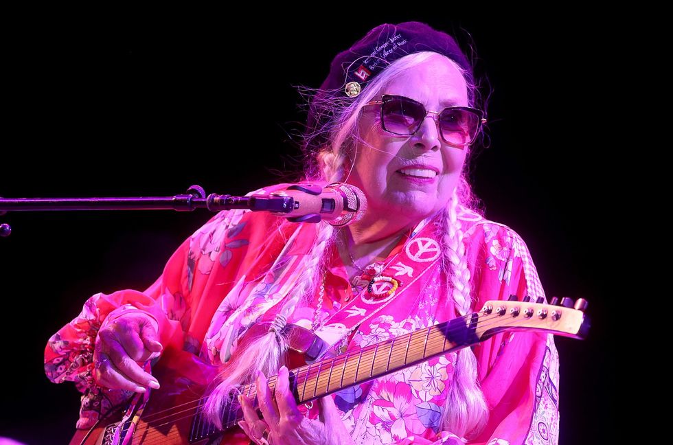 Joni Mitchell performs in concert during Joni Jam honoring her at Gorge Amphitheatre on June 10, 2023 in George, Washington.