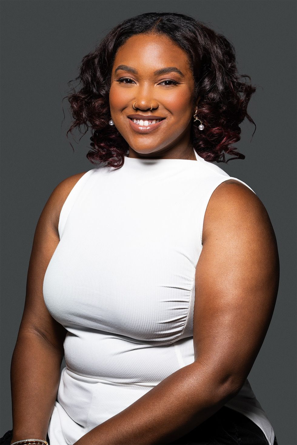 Jordan Holly of Right Hand Co. photographed by Lane Dorsey in Toronto, 2025. Makeup by Jacqueline Marques and Vanessa Baudner.