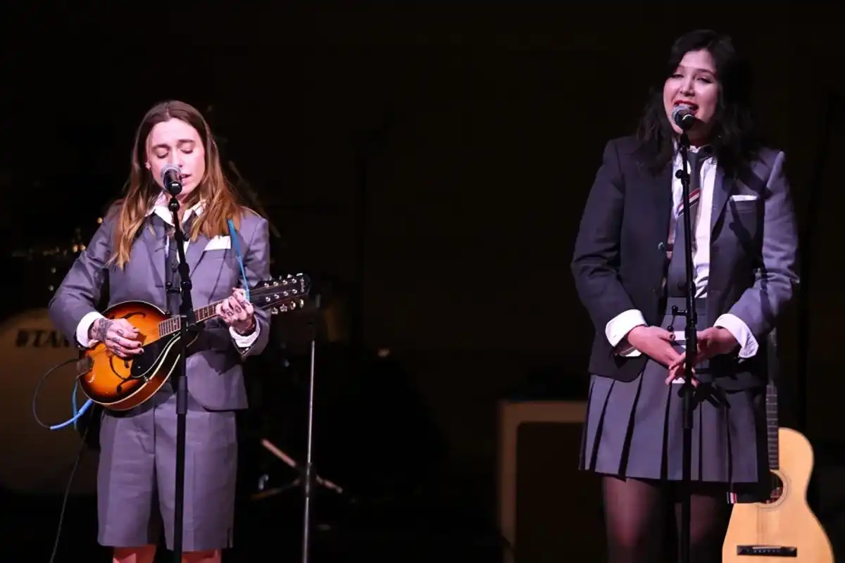 Julien Baker and Lucy Dacus of boygenius perform onstage during the 36th Annual Tibet House US Benefit Concert and Gala at Carnegie Hall on March 1, 2023 in New York City.