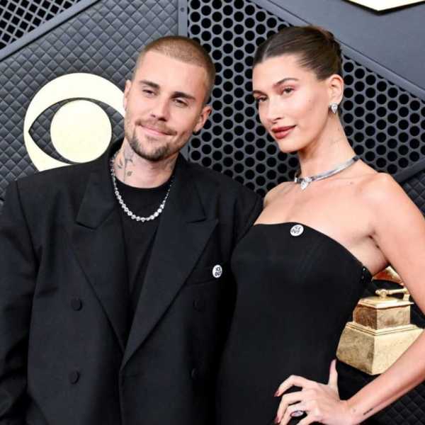 Justin Bieber and Hailey Bieber at the 68th GRAMMY Awards held at the Crypto.com Arena on February 01, 2026 in Los Angeles, California.