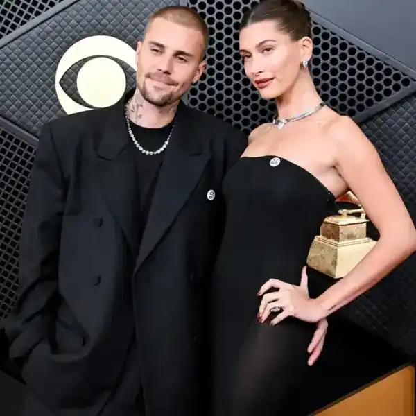 Justin Bieber and Hailey Bieber at the 68th GRAMMY Awards held at the Crypto.com Arena on February 01, 2026 in Los Angeles, California.