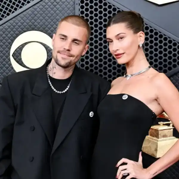 Justin Bieber and Hailey Bieber at the 68th GRAMMY Awards held at the Crypto.com Arena on February 01, 2026 in Los Angeles, California.