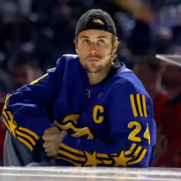 Justin Bieber participates in the Tim Horton's NHL All-Star Player Draft at Scotiabank Arena on February 01, 2024 in Toronto, Ontario.