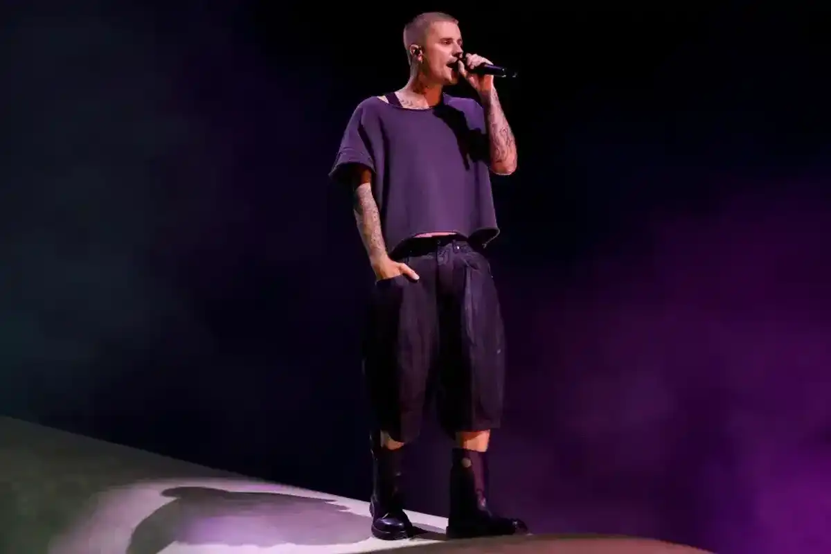 Justin Bieber performs at the Coachella Stage during the 2026 Coachella Valley Music and Arts Festival at Empire Polo Club on April 11, 2026, in Indio, Calif.