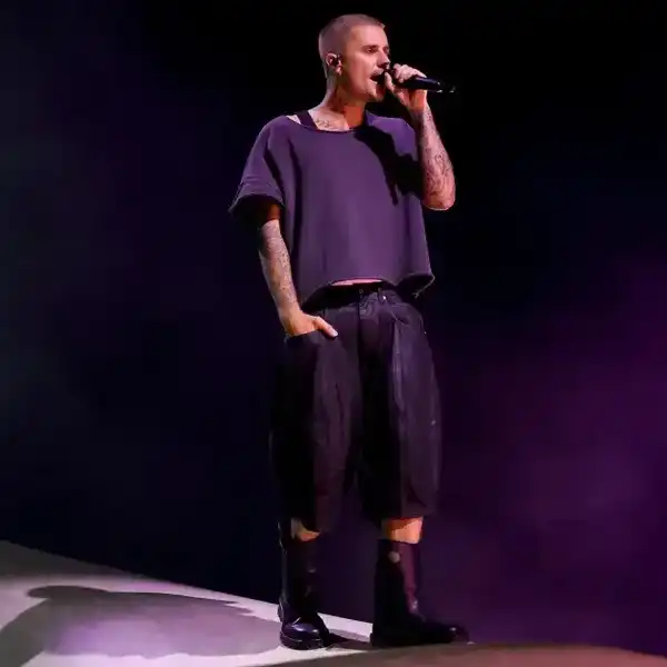 Justin Bieber performs at the Coachella Stage during the 2026 Coachella Valley Music and Arts Festival at Empire Polo Club on April 11, 2026, in Indio, Calif.