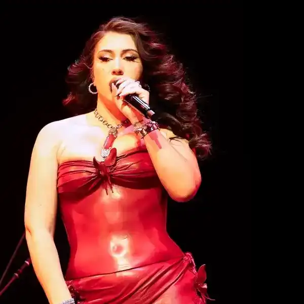 Kali Uchis performs with Jennie at the Outdoor Theatre during the 2025 Coachella Valley Music and Arts Festival at Empire Polo Club on April 13, 2025 in Indio, California.