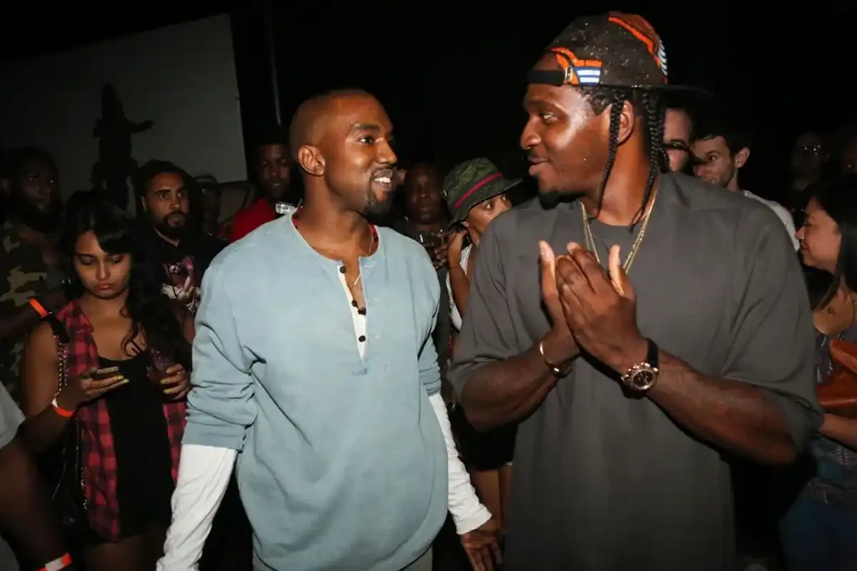 Kanye West and Pusha T at Industria Superstudio on Sept. 11, 2013 in New York City.
