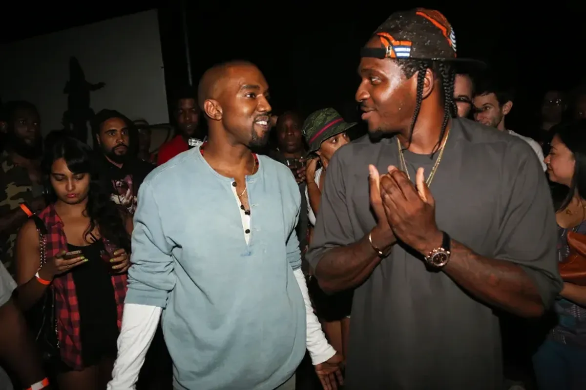 Kanye West and Pusha T at Industria Superstudio on Sept. 11, 2013 in New York City.