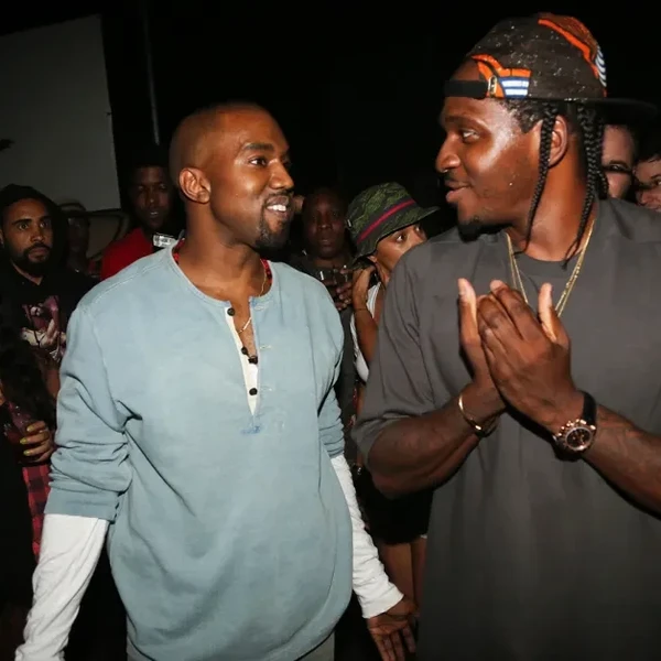 Kanye West and Pusha T at Industria Superstudio on Sept. 11, 2013 in New York City.