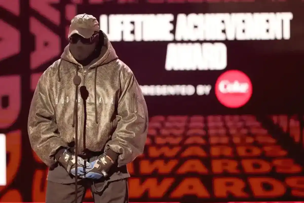 Kanye West speaks onstage at the 2022 BET Awards held at the Microsoft Theater on June 26, 2022 in Los Angeles, California.