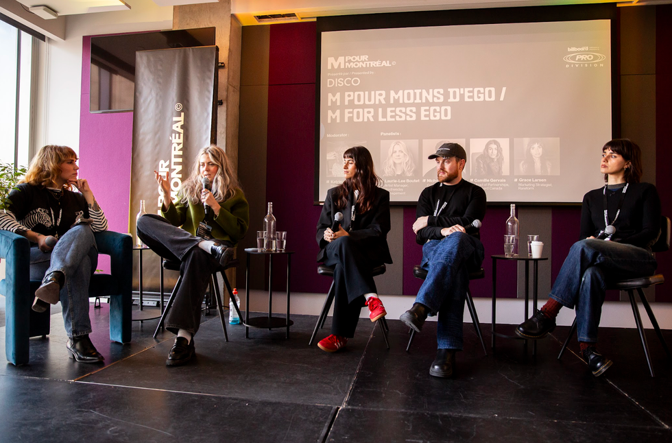 Katrina Balcius (Director, DISCO), Laurie-Lee Boutet (Wednesday Management), Nicholas Douglas (Notion Magazine), Camille Gervais (Billboard Canada) and Grace Larsen (Rareform)