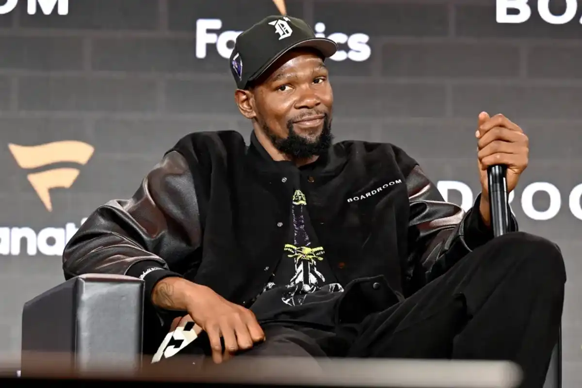 Kevin Durant speaks onstage during Fanatics Fest NYC 2025 at Javits Center on June 22, 2025 in New York City.