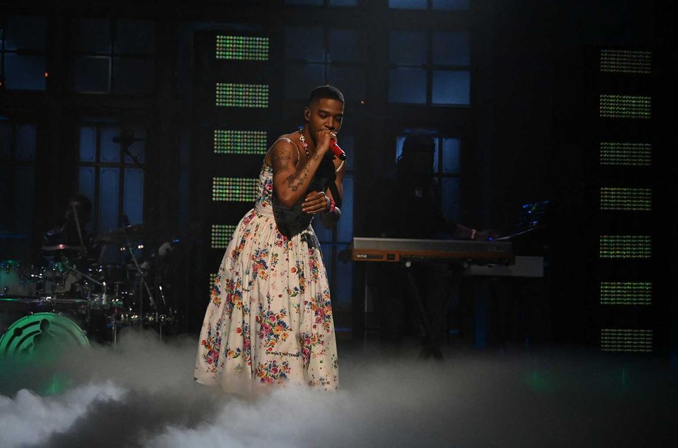 Kid Cudi performed on 'Saturday Night Live' on April 10, 2021, in a dress inspired by Kurt Cobain.