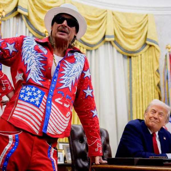 Kid Rock and Donald Trump in the Oval Office of the White House on March 31, 2025, in Washington, D.C.
