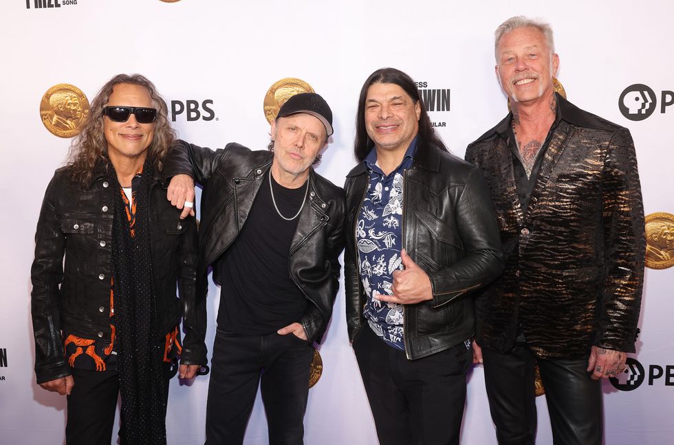 Kirk Hammett, Rob Trujillo, Lars Ulrich, and James Hetfield of Metallica attend the 2024 Gershwin Prize for Popular Song presentation to Elton John and Bernie Taupin by the Library of Congress at DAR Constitution Hall on March 20, 2024 in Washington, DC.