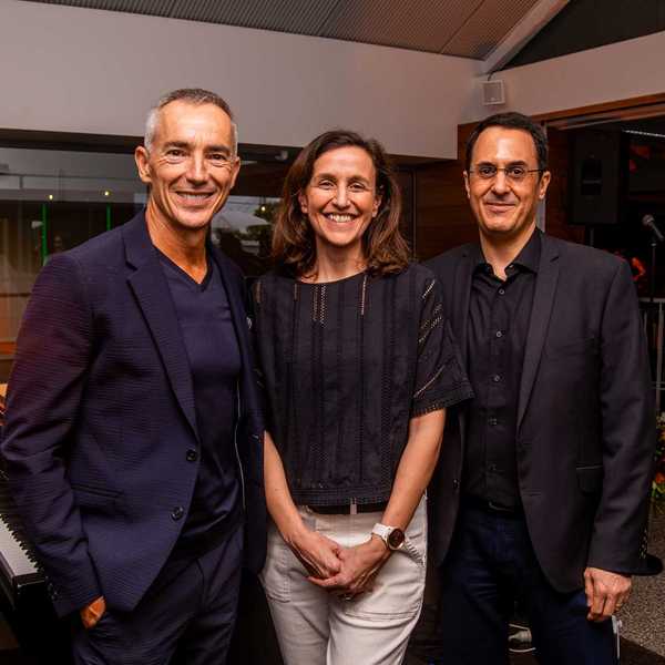 (L-R) Dean Ormston, CEO APRA AMCOS; Jennifer Brown, CEO SOCAN; Gadi Oron, Director General, CISAC