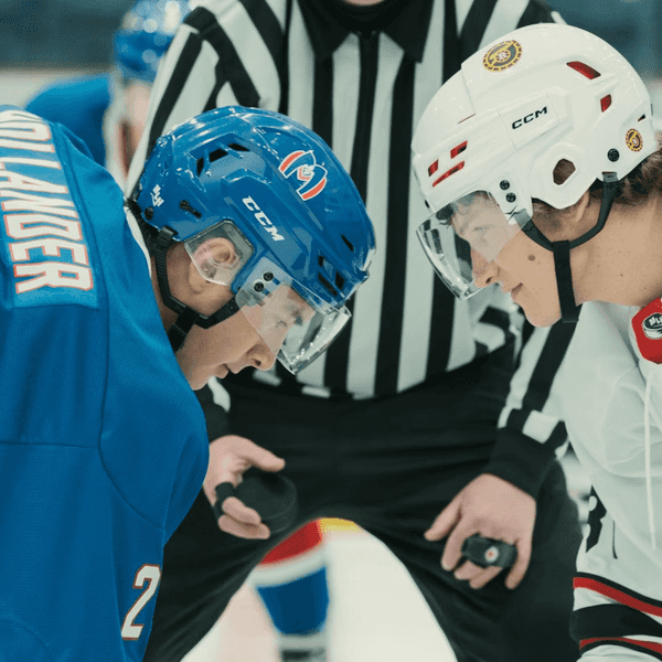 (L-R): Hudson Williams as Shane Hollander and Connor Storrie as Ilya Rozanov in Episode 104 of Heated Rivalry.