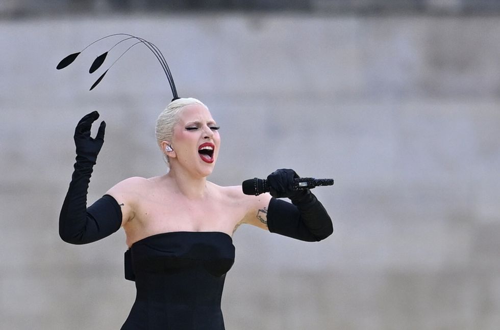 Lady Gaga performs before the opening ceremony of the 2024 Paris Olympics on July 26, 2024 in Paris, France.