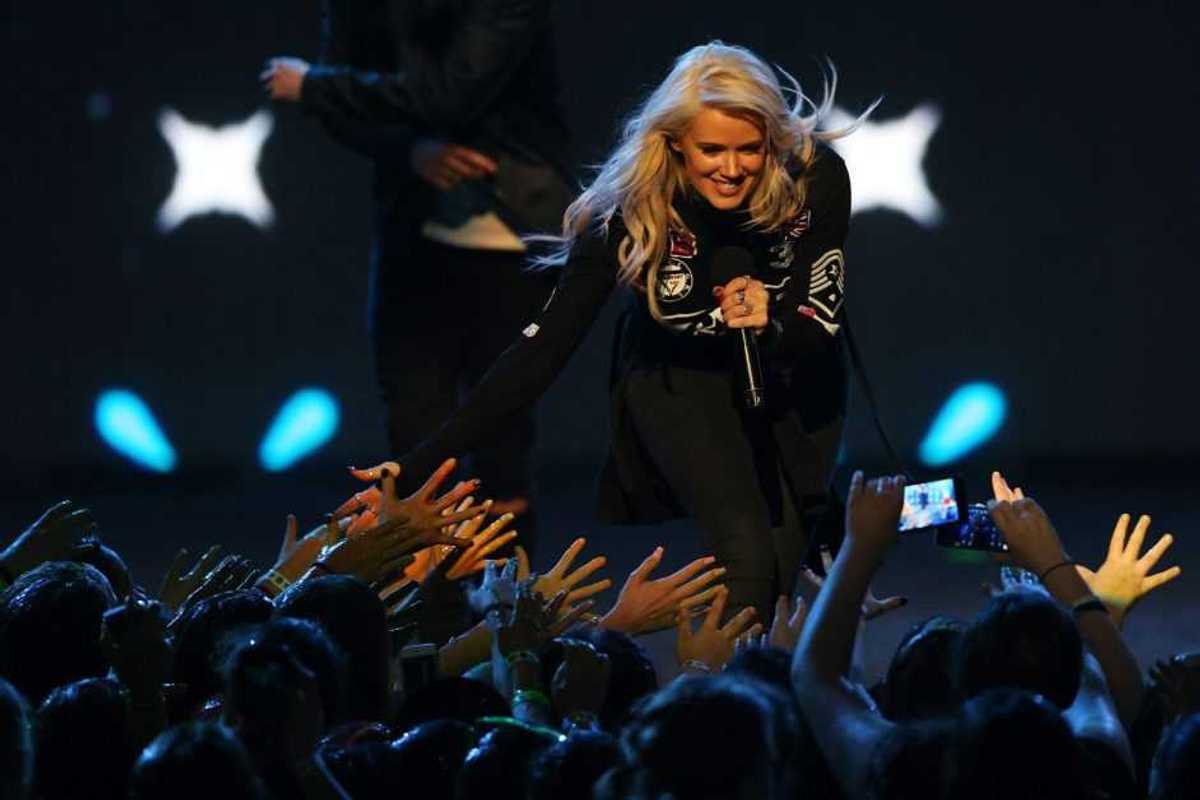 Lauren Bennett of G.R.L performs during the Nickelodeon Slimefest 2016 matinee show at Margaret Court Arena on Sept. 25, 2016, in Melbourne, Australia.