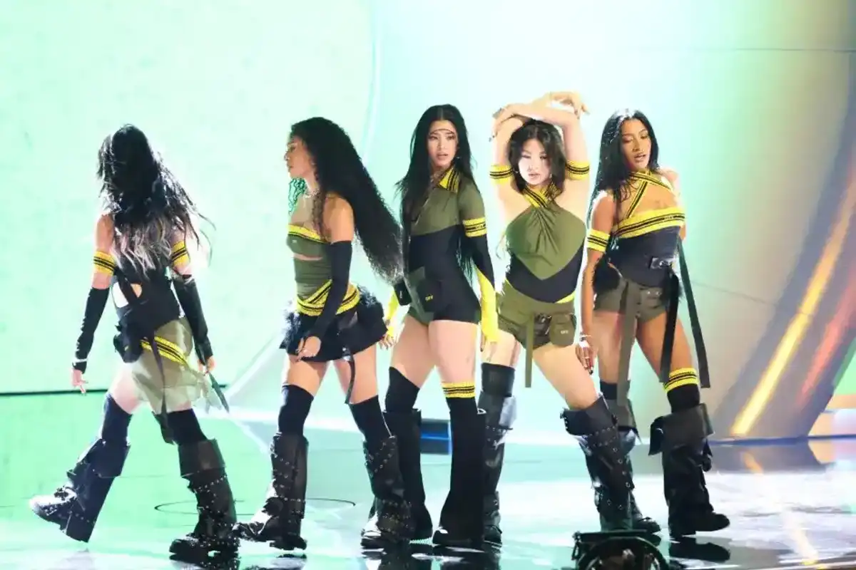 Manon Bannerman, Sophia Laforteza, Yoonchae Jeong and Lara Raj of KATSEYE perform onstage at the 68th GRAMMY Awards held at the Crypto.com Arena on February 01, 2026 in Los Angeles, California.