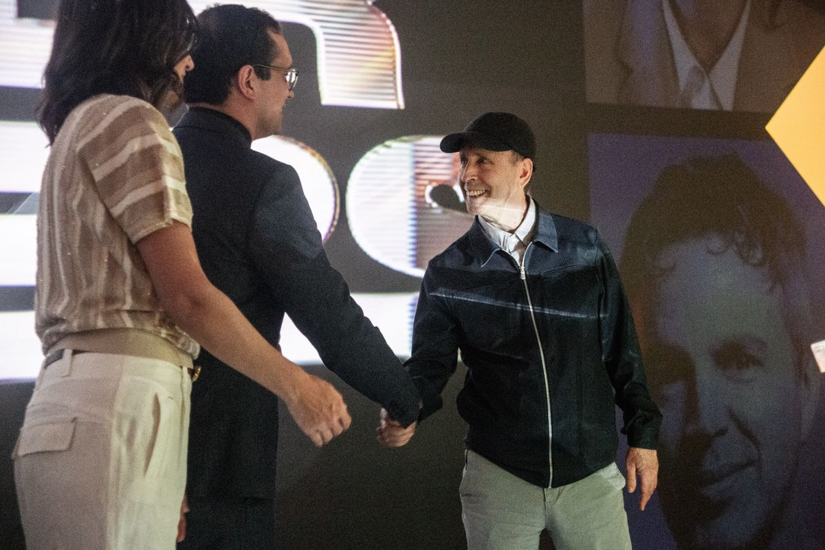 Mark Korven accepts the Billboard Canada Screen Composer of the Year Award at the Illuminarium in Toronto on June 11, 2025.