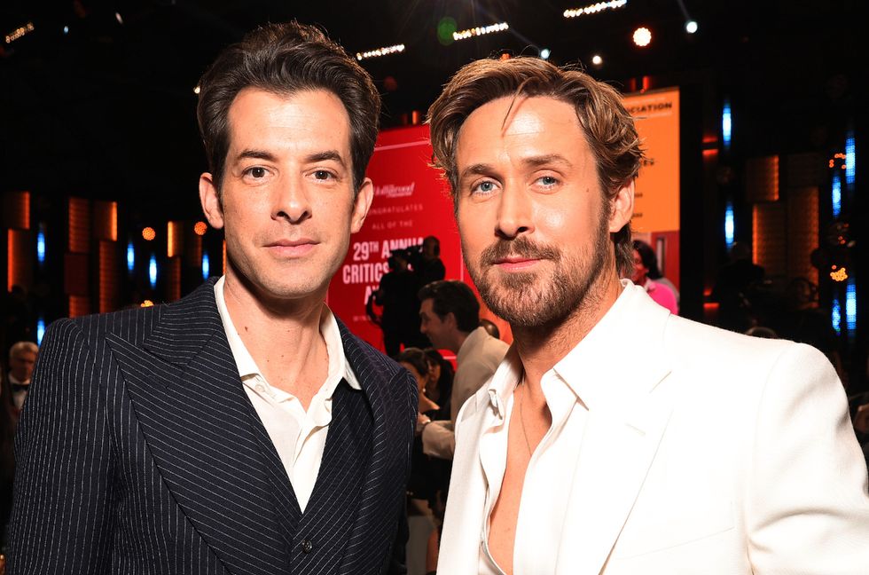 Mark Ronson and Ryan Gosling attend the 29th Annual Critics Choice Awards at Barker Hangar on Jan. 14, 2024 in Santa Monica, California.