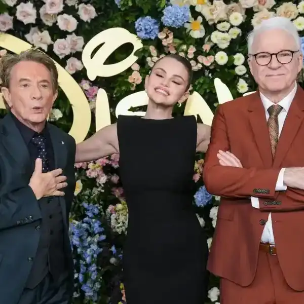 Martin Short, Selena Gomez, Steve Martin at the Disney 2025 Upfront Red Carpet held at North Javits Center on May 13, 2025 in New York, New York.