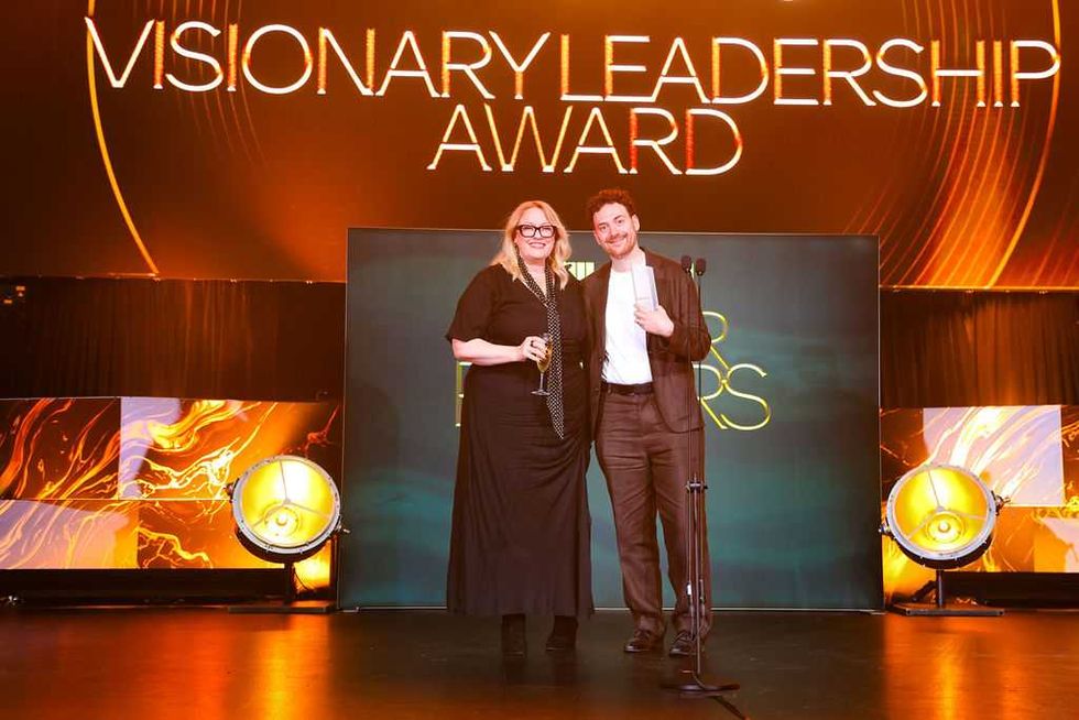 Meg Symsyk accepts the Visionary Leadership Award from Billboard Canada National Editor Richard Trapunski at Billboard Canada Power Players 2026.