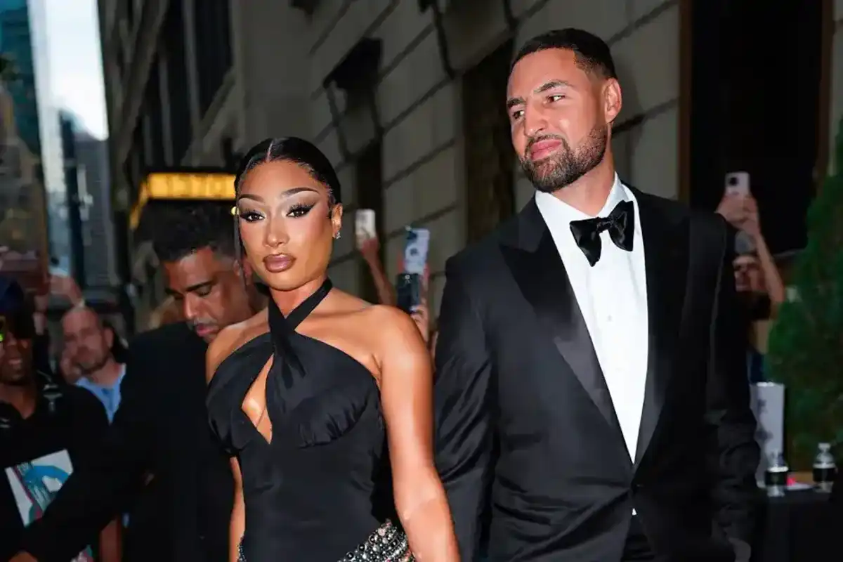 Megan Thee Stallion and Klay Thompson are seen on July 16, 2025 in New York City.
