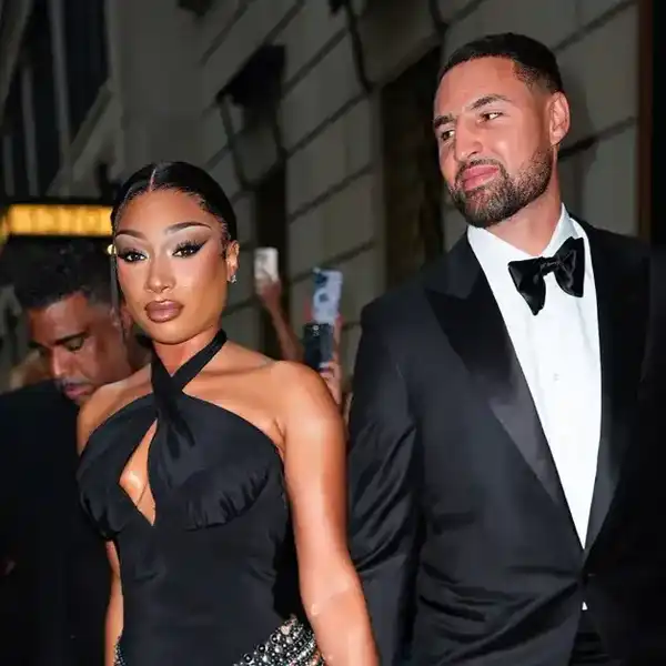 Megan Thee Stallion and Klay Thompson are seen on July 16, 2025 in New York City.