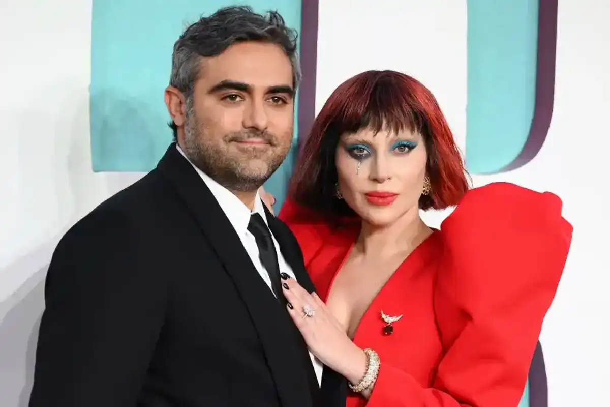 Michael Polansky and Lady Gaga attend the UK Premiere of "Joker Folie à Deux" at the Cineworld Leicester Square on September 25, 2024 in London, England.